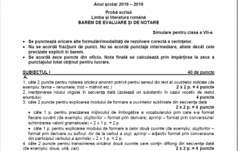 Care este baremul de corectare la simularea de Evaluare Națională-proba de limba română