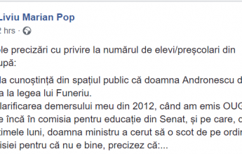 Liviu Marian Pop o atacă pe Ecaterina Andronescu: ”E nevoie de consecvență în decizii, nu abrambureală!”