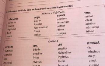 ”Colorează zodia în care se încadrează Baiazid și Mircea cel Bătrân”. Un caiet de lucru a devenit viral pe internet