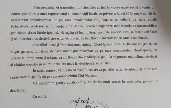 Primarul Boc, către directorii de școli și grădinițe din Cluj-Napoca: ”Chetele” sunt interzise