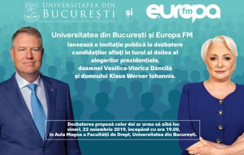 Universitatea București și Europa FM îi invită la dezbatere pe Klaus Iohannis și Viorica Dăncilă