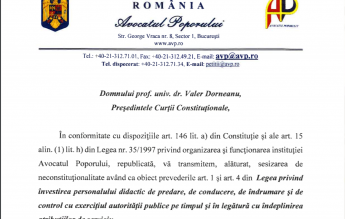 Avocatul Poporului a atacat la Curtea Constituțională două articole din legea lui Șerban Nicolae