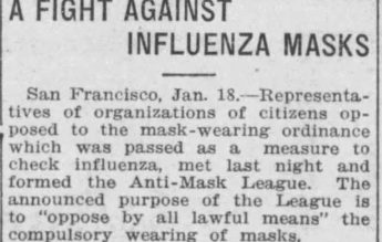 Istoria dezinformării se repetă. Liga anti-măști din timpul Gripei Spaniole, atracția conspiraționiștilor din secolul trecut