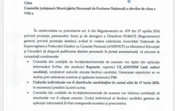 Pentru prima dată în istoria examenului, notele de la Evaluarea Națională vor fi afișate anonim