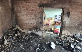 O grădiniță din Nordul Ucrainei, distrusă de bombardamente