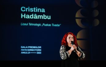 Cristina Hadâmbu, distinsă cu premiul Directorul Anului 2022, la Gala Directorilor de Școli organizată de AVE