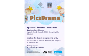 Asociația Alumnus Club organizează un atelier de terapie prin artă, alături de spectacolul și expoziția copiilor participanți în cadrul proiectului Pic2Drama