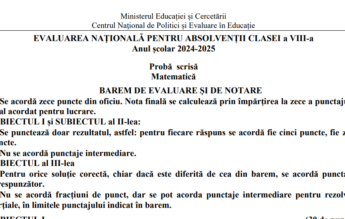 Baremele de la proba de matematică din simularea Evaluării Naționale au fost publicate
