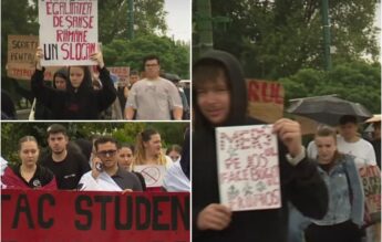 Studenții au ieșit în stradă, la Timișoara, împotriva măsurilor Guvernului Bolojan