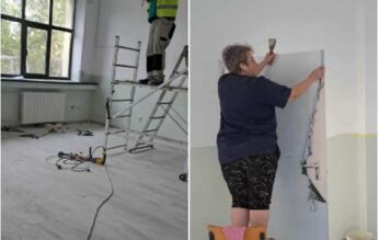 Elevi din Galați învață printre moloz, schele și cabluri electrice. Părinții, chemați la curățenie