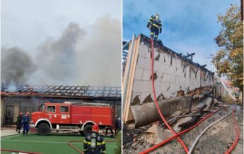 Tavan prăbușit la o școală din Timiș, după un incendiu puternic