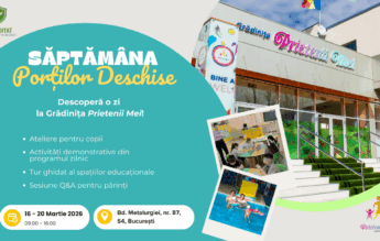 16–20 martie 2026: Săptămâna porților deschise la Grădinița „Prietenii Mei” din Sectorul 4 București – singura grădiniță cu bazin propriu de înot