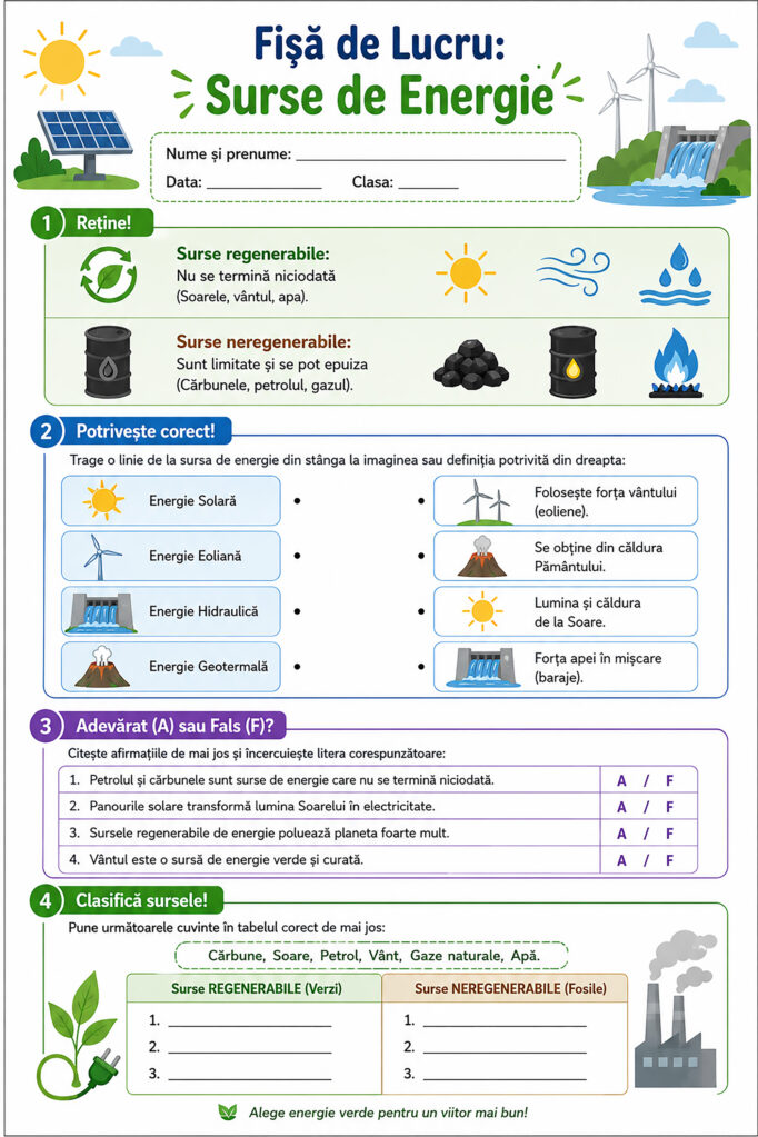 pictograme despre surse de energie