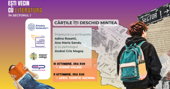 fata care citește și un băiat cu ghiozdanul in spate